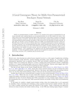 A Local Convergence Theory for Mildly Over-Parameterized Two-Layer
  Neural Network