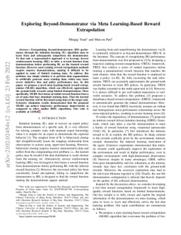 Exploring Beyond-Demonstrator via Meta Learning-Based Reward
  Extrapolation