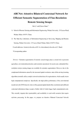 ABCNet: Attentive Bilateral Contextual Network for Efficient Semantic
  Segmentation of Fine-Resolution Remote Sensing Images