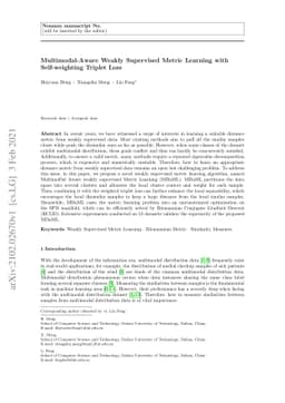 Multimodal-Aware Weakly Supervised Metric Learning with Self-weighting
  Triplet Loss