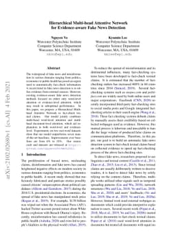 Hierarchical Multi-head Attentive Network for Evidence-aware Fake News
  Detection
