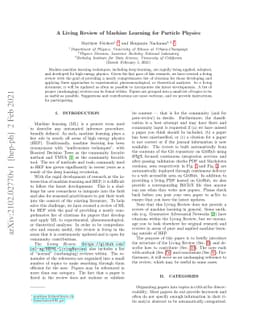 A Living Review of Machine Learning for Particle Physics