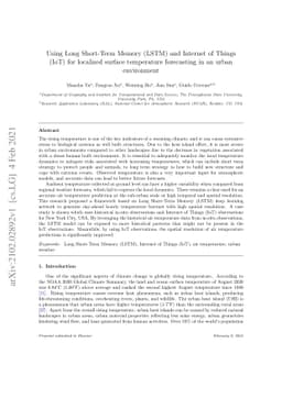 Using Long Short-Term Memory (LSTM) and Internet of Things (IoT) for
  localized surface temperature forecasting in an urban environment