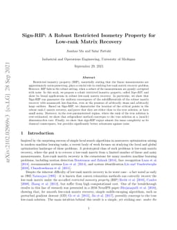 Sign-RIP: A Robust Restricted Isometry Property for Low-rank Matrix
  Recovery