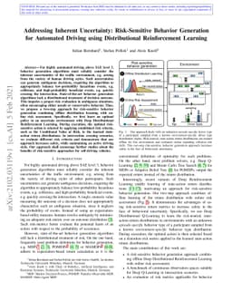 Addressing Inherent Uncertainty: Risk-Sensitive Behavior Generation for
  Automated Driving using Distributional Reinforcement Learning