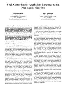 Spell Correction for Azerbaijani Language using Deep Neural Networks