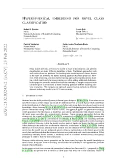 Hyperspherical embedding for novel class classification
