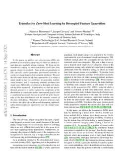 Transductive Zero-Shot Learning by Decoupled Feature Generation