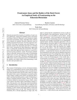 Frontrunner Jones and the Raiders of the Dark Forest: An Empirical Study
  of Frontrunning on the Ethereum Blockchain