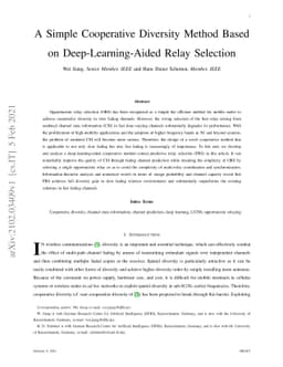 A Simple Cooperative Diversity Method Based on Deep-Learning-Aided Relay
  Selection