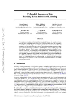 Federated Reconstruction: Partially Local Federated Learning