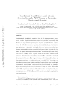 Convolutional Neural Network-based Intrusion Detection System for AVTP
  Streams in Automotive Ethernet-based Networks