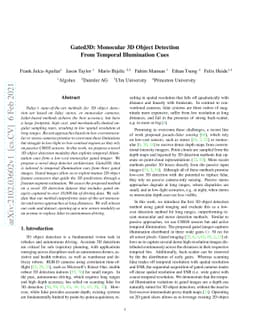 Gated3D: Monocular 3D Object Detection From Temporal Illumination Cues