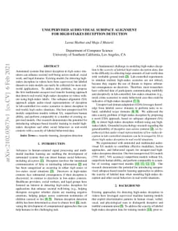 Unsupervised Audio-Visual Subspace Alignment for High-Stakes Deception
  Detection