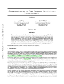 Generating Artificial Core Users for Interpretable Condensed Data