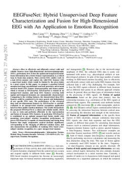 EEGFuseNet: Hybrid Unsupervised Deep Feature Characterization and Fusion
  for High-Dimensional EEG with An Application to Emotion Recognition