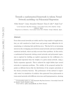 Towards a mathematical framework to inform Neural Network modelling via
  Polynomial Regression