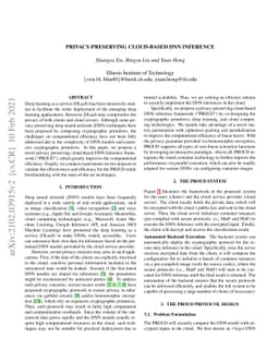 Privacy-preserving Cloud-based DNN Inference
