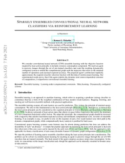 Sparsely ensembled convolutional neural network classifiers via
  reinforcement learning