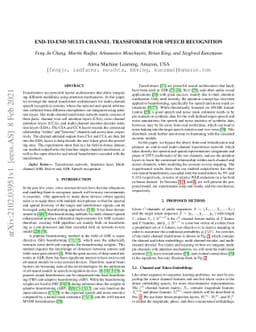 End-to-End Multi-Channel Transformer for Speech Recognition