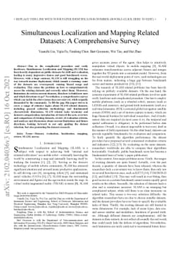 Simultaneous Localization and Mapping Related Datasets: A Comprehensive
  Survey