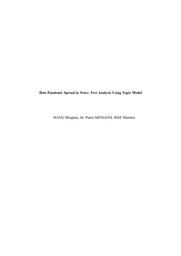 How Pandemic Spread in News: Text Analysis Using Topic Model