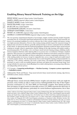 Enabling Binary Neural Network Training on the Edge