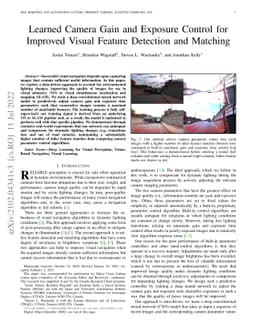 Learned Camera Gain and Exposure Control for Improved Visual Feature
  Detection and Matching