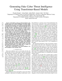 Generating Fake Cyber Threat Intelligence Using Transformer-Based Models