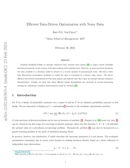 Efficient Data-Driven Optimization with Noisy Data