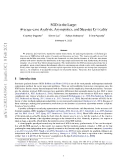 SGD in the Large: Average-case Analysis, Asymptotics, and Stepsize
  Criticality