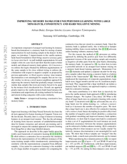 Improving memory banks for unsupervised learning with large mini-batch,
  consistency and hard negative mining