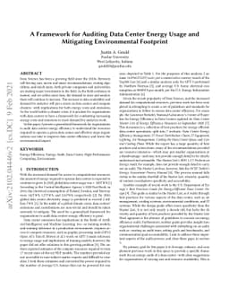 A Framework for Auditing Data Center Energy Usage and Mitigating
  Environmental Footprint
