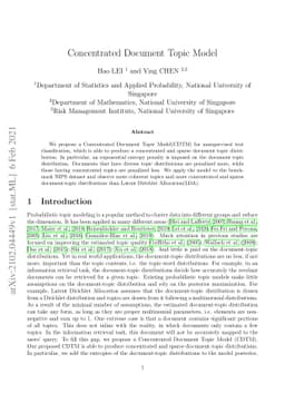 Concentrated Document Topic Model