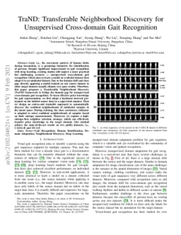 TraND: Transferable Neighborhood Discovery for Unsupervised Cross-domain
  Gait Recognition