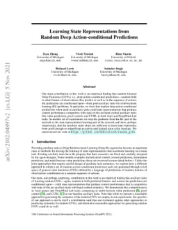 Learning State Representations from Random Deep Action-conditional
  Predictions