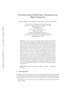 Consensus Based Multi-Layer Perceptrons for Edge Computing