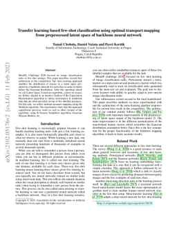 Transfer learning based few-shot classification using optimal transport
  mapping from preprocessed latent space of backbone neural network