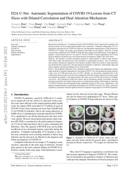 D2A U-Net: Automatic Segmentation of COVID-19 Lesions from CT Slices
  with Dilated Convolution and Dual Attention Mechanism