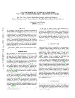 Exploring Automatic COVID-19 Diagnosis via voice and symptoms from
  Crowdsourced Data