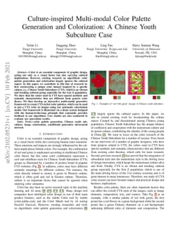 Culture-inspired Multi-modal Color Palette Generation and Colorization:
  A Chinese Youth Subculture Case