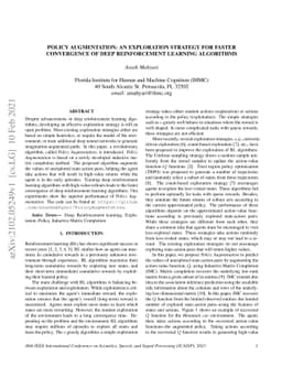Policy Augmentation: An Exploration Strategy for Faster Convergence of
  Deep Reinforcement Learning Algorithms