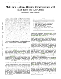Multi-turn Dialogue Reading Comprehension with Pivot Turns and Knowledge