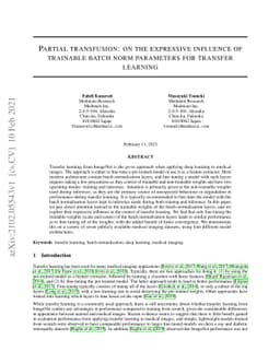 Partial transfusion: on the expressive influence of trainable batch norm
  parameters for transfer learning