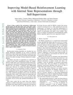Improving Model-Based Reinforcement Learning with Internal State
  Representations through Self-Supervision