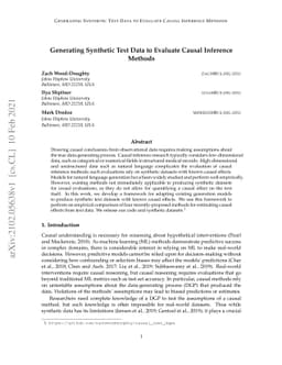 Generating Synthetic Text Data to Evaluate Causal Inference Methods
