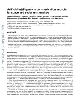 Artificial intelligence in communication impacts language and social
  relationships