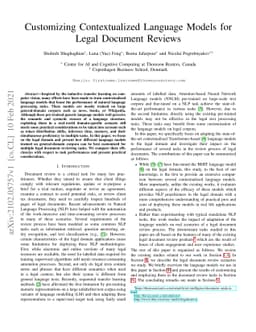 Customizing Contextualized Language Models forLegal Document Reviews