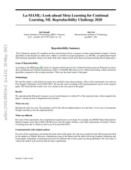 Reproducibility Report: La-MAML: Look-ahead Meta Learning for Continual
  Learning