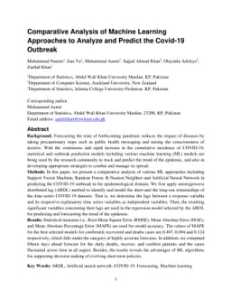 Comparative Analysis of Machine Learning Approaches to Analyze and
  Predict the Covid-19 Outbreak